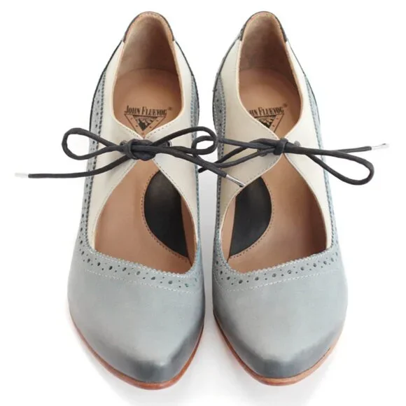 *NEVER WORN* Fluevog 2016 Wonder LYRA Mary Janes, Gray/Blue/Black, Size 9 (TTS). - Picture 16 of 16
